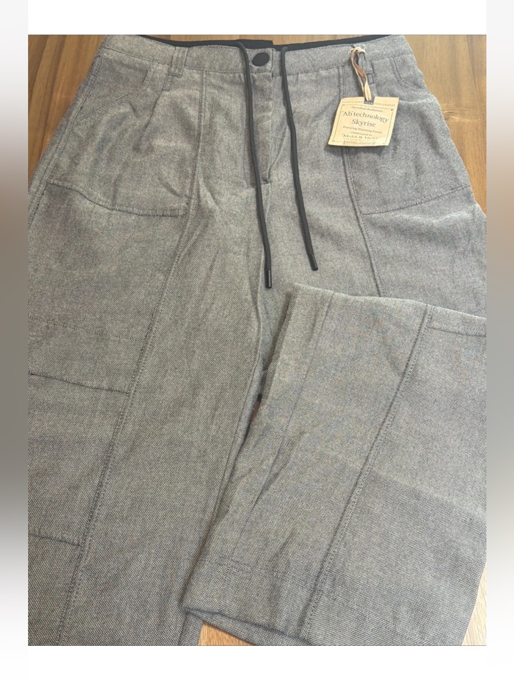 NWT Democracy Ab Solution Skyrise Tweed Wide Leg Pants Pull On Drawstring Sz 12